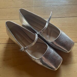 Franco Sarto Silver Mary Jane Flats